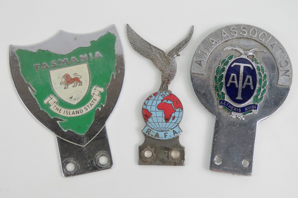 RAF WWII & Later - A group of three related enamelled chrome car badges c1940s-1950s;