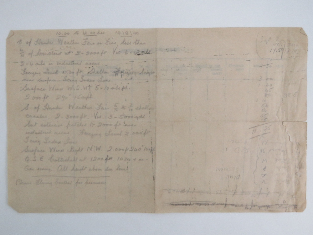 WWII RAF Battle of Britain Weather Report August 1940; - Image 4 of 4