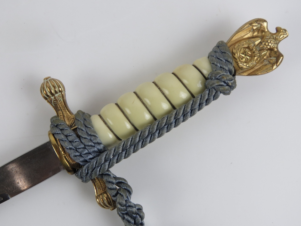A WWII German Naval Officers dagger with hammered pattern scabbard, - Image 5 of 5