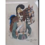 A pair of 20th Century prints of 19th Century originals coloured military cavalry prints each