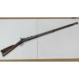 A Springfield US Civil War percussion rifle marked 'US Springfield' to the side plate,