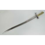 A French 1842/51 sword bayonet with brass handle and inscription to blade and regiment marks upon.