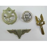 Four badges including; Army Air Corps, LR Desert Group etc. Four items.