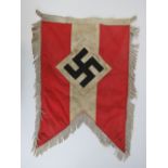 A WWII German double sided ceremonial trumpet banner/ pennant having multi layered stitching with