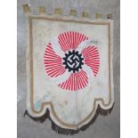 A large German political banner flag, KDF German Labour Front, having gold brocade and tassles,