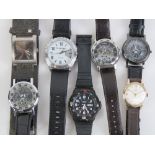 A quantity of wristwatches including; Bench, Firetrap, Casio, skeleton dial,