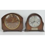 A Smiths eight day striking mantle clock with presentation plate to 'Brother H Tarrant The Loyal