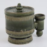 A Doulton Lambeth Isobath isobath having lidded ink chamber with a small cylindrical dish