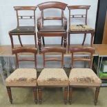 A harlequin set of six 19th century mahogany dining chairs being single open armed 'carver' chair,