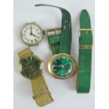 A vintage Swiss made wristwatch having white enamel dial,