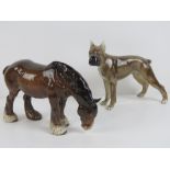 A Beswick model of a Shire horse approx 23cm in length, approx 14cm high.