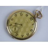 A Tempo open face top winding pocket watch having geometric pattern to dial with subsidiary seconds