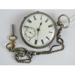 A HM silver keywind open face pocket watch,