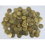 A large collection of gilt metal tokens for 'Cross Foxes Cocoa House 1879', each 3cm dia,