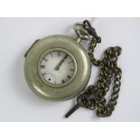 A pair cased top wind open face pocket watch having white enamel dial with subsidiary dial (hand