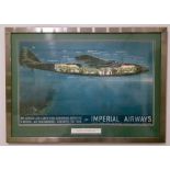 "Imperial Airways Ensign Air Liner" Original colour lithographic poster. Dated 1937. Approx.