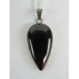 A large silver and hardstone teardrop shaped pendant, stamped 925, 5.5cm in length inc bale.