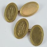 A pair of vintage 9ct gold cufflinks having HM monogram upon, hallmarked 375, 5.1g.