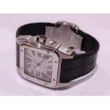A Cartier Santos 100 gents watch ref: W20073X8. Signed 38mm steel case with serial no. 2656480122VX.
