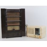 A vintage Bakelite GEC BC635 wireless radio c1940s together with a later 1950s Bell radio.