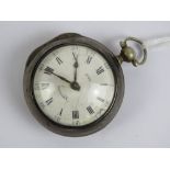A HM silver pair cased verge fusee pair pocket watch signed John Houlden,