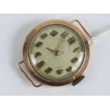 A rose gold vintage ladies watch having indistinct worn hallmarked case, manual wind,