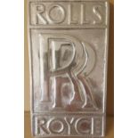 A contemporary cast aluminium Rolls-Royce wall sign featuring the iconic 'RR' emblem, 29 x 16cm.