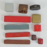 A quantity of vintage jewellery boxes; Butterworth Bros Rochdale bracelet box,