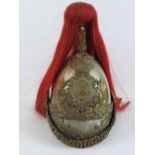 A North Somerset Yeomanry metal helmet (1847-1871) bearing gilded and silvered shako 'The North