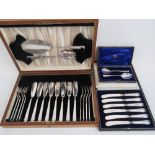 A set of six butter knives having HM silver handles, within fitted leatherette case.