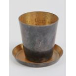 A Danish silver plate on copper chalice and platter by E Dragsted.