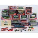 A quantity of assorted scale model buses including Corgi Classic commercials,