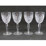A set of four Waterford crystal glasses each standing 16.5cm high.