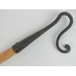 A vintage blacksmiths made 'sheep leg' shepherd's crook on later shaft.