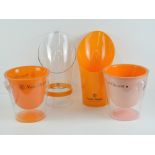 Four plasticised Veurve Clicquot champagne ice buckets.