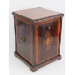 A fine Sheraton style perdonium box coal scuttle having hinged front 'door' with metal liner and
