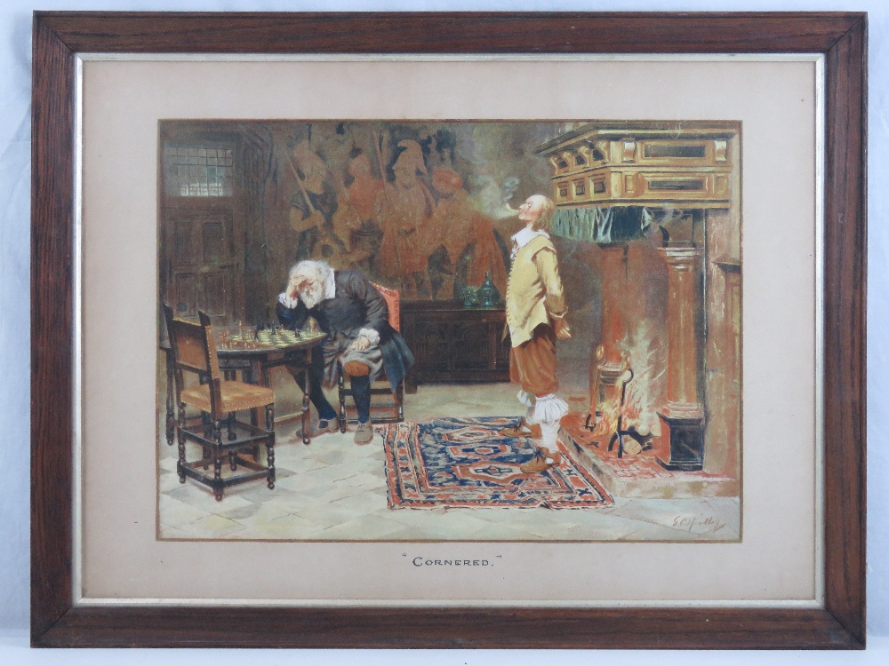 Print; 'Cornered' from a painting by G C