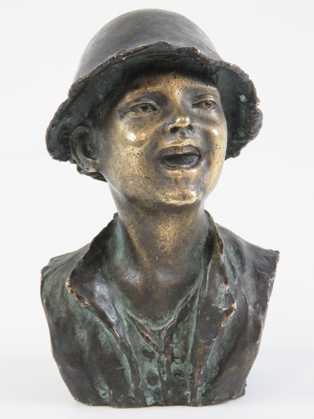 A bronze bust of a laughing child, Signe - Image 4 of 5