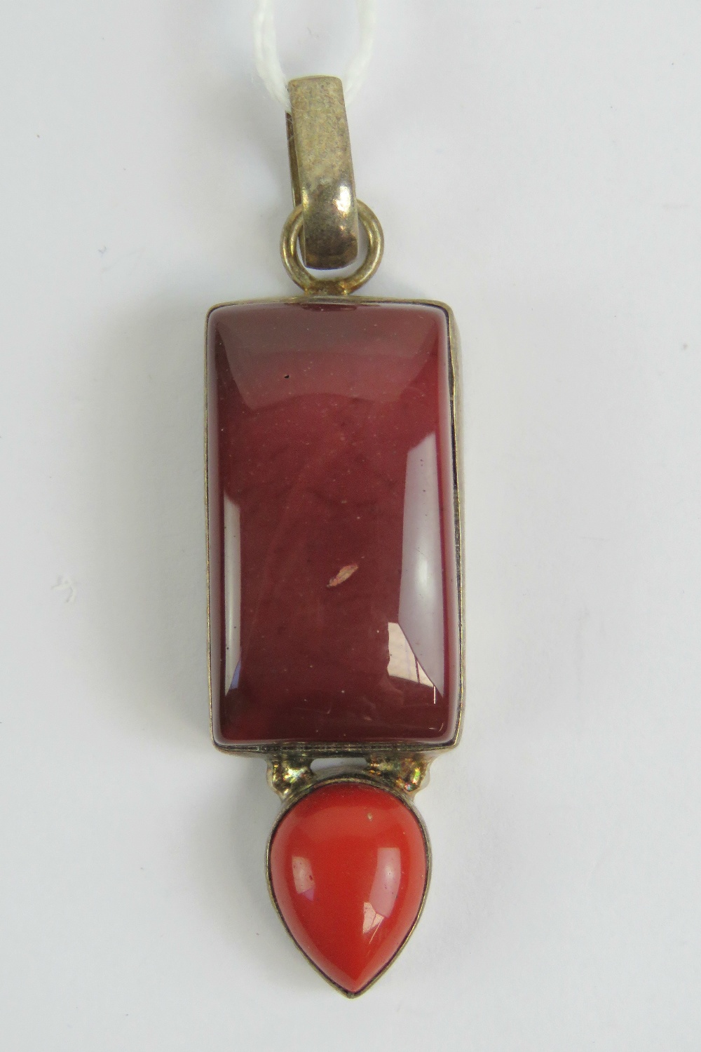 A large silver and red hardstone, stampe