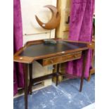 A MID CENTURY MAHOGANY WRITING TABLE. W.118 x H.73 x D.45cms.