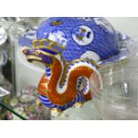 A CROWN DERBY IMARI PALETTE DRAGON, A GERMAN PIPE BOWL PAINTED WITH POPE GREGOR XVI, OTHER