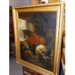 AFTER SIR EDWIN LANDSEER. THE FARRIER. BEARING SIGNATURE AND DATE '92, OIL ON CANVAS, FRAMED. 90 x