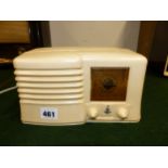 A RARE AMERICAN EMERSON WHITE BAKELITE CASED SMALL ART DECO RADIO, MODEL 246?