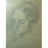 AFTER GEORGE RICHMOND. (1809-1896) PORTRAIT OF THE ARTIST'S WIFE, JULIA. 24 x 19cms. TOGETHER WITH A