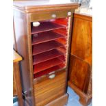 AN EARLY 20th.C.MAHOGANY TAMBOUR FRONT FILING CABINET. W.50 x H.120 x D.45cms.