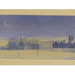 MYNHEER. ENGLISH 20th.C.SCHOOL. ARR. TWO OXFORD COLLEGE VIEWS, SIGNED WATERCOLOURS. LARGEST 27 x