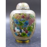 A CHINESE PLIQUE A JOUR OVOID JAR AND COVER. H.10.5cms.