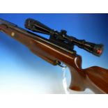 WEIHRAUCH HW98 AIR RIFLE 0.177 SERIAL No.1768699 WITH CASE, REDFIELD SCOPE 4 x 12. FIGURED WALNUT