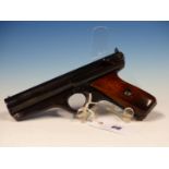 A RARE ABAS MAJOR (AA BROWN & SONS) AIR PISTOL SERIAL No.334 WITH HARD CASE.