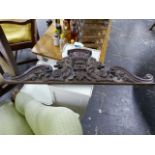 AN ANTIQUE CARVED OAK PEDIMENT. W.96cms.